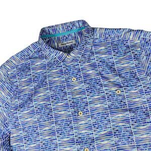 Tommy Bahama Silk Blend Performance Hawaiian Geometric Button Up Shirt XL